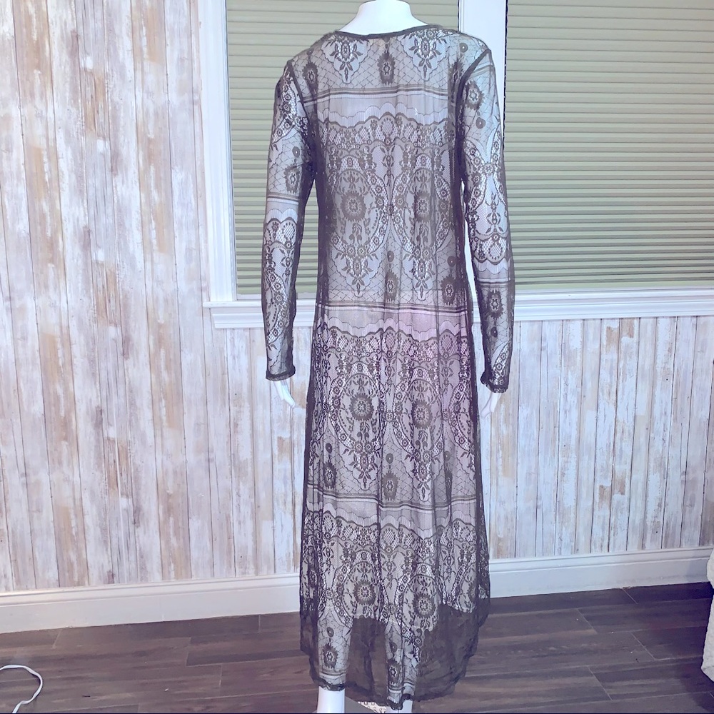 Paper & Tee Olive Green High Lo - long sleeve- GoRgEoUs lace Top